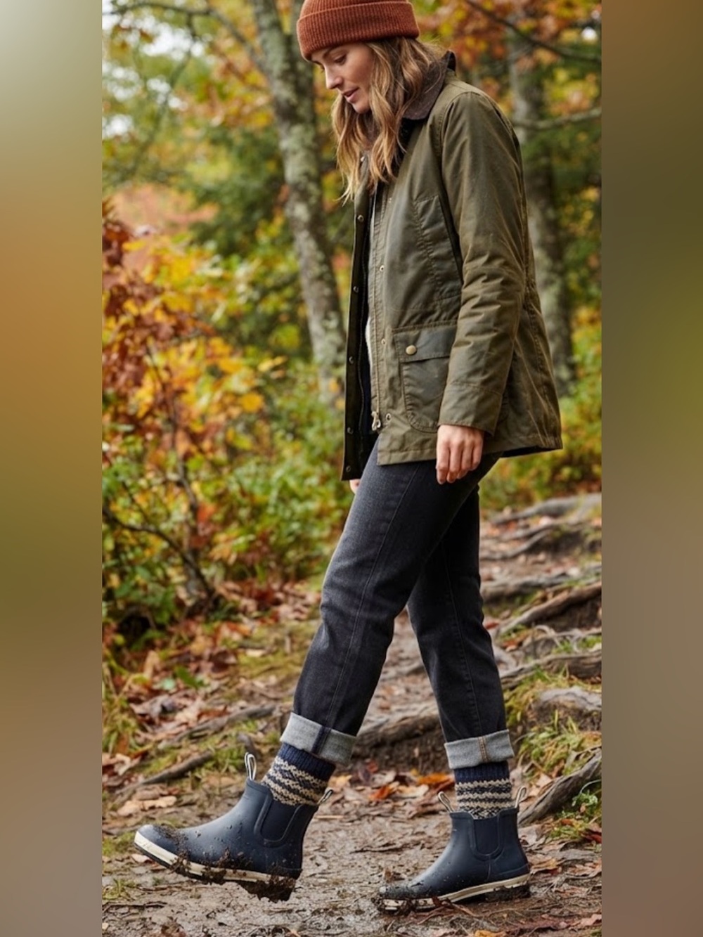 L.L. Bean wellie Boots with White Trim